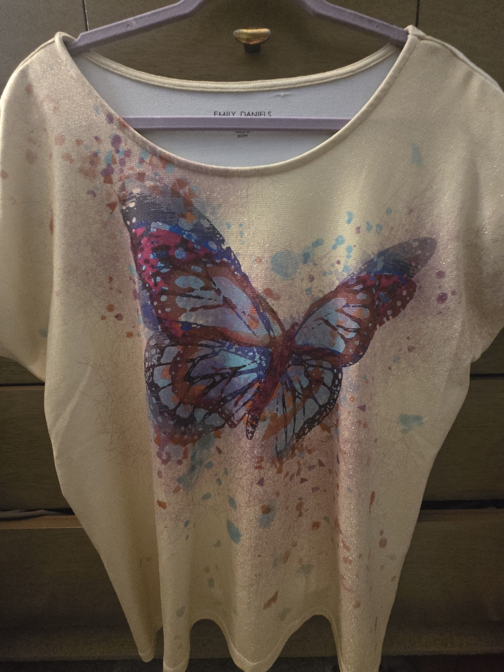 Yellow Watercolor Butterfly Print Women’s Top